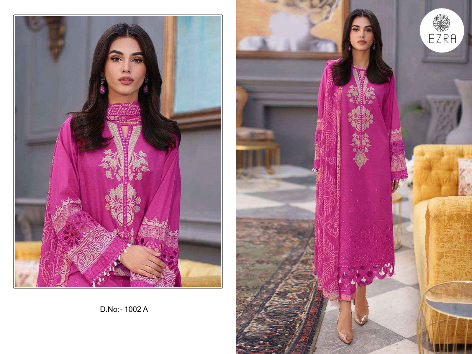 Ezra 1002 AB Cotton Embroidery Pakistani Suits Wholesale Price In Surat